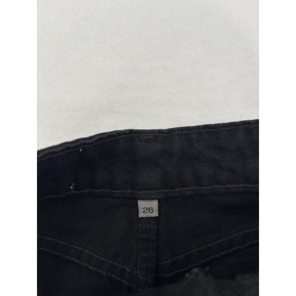 Carmar Denim Mini Skirt Womens 26 Black Orange Racing‎ Stripe Side Zip Raw Hem - Picture 7 of 12